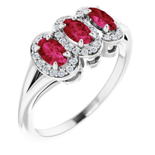 Sterling Silver Natural Ruby & 1/6 CTW Natural Diamond Ring